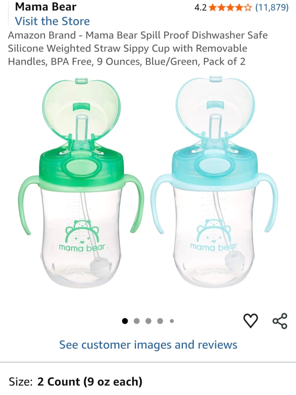 4 for 25🔥 NEW Mama Bear Sippy Straw Cups (2-pack)
